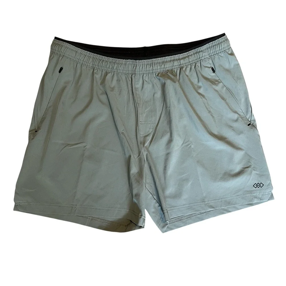 LEG3ND Mens XL Sage Green Gray Athletic Gym Performance Shorts Zipper Pockets